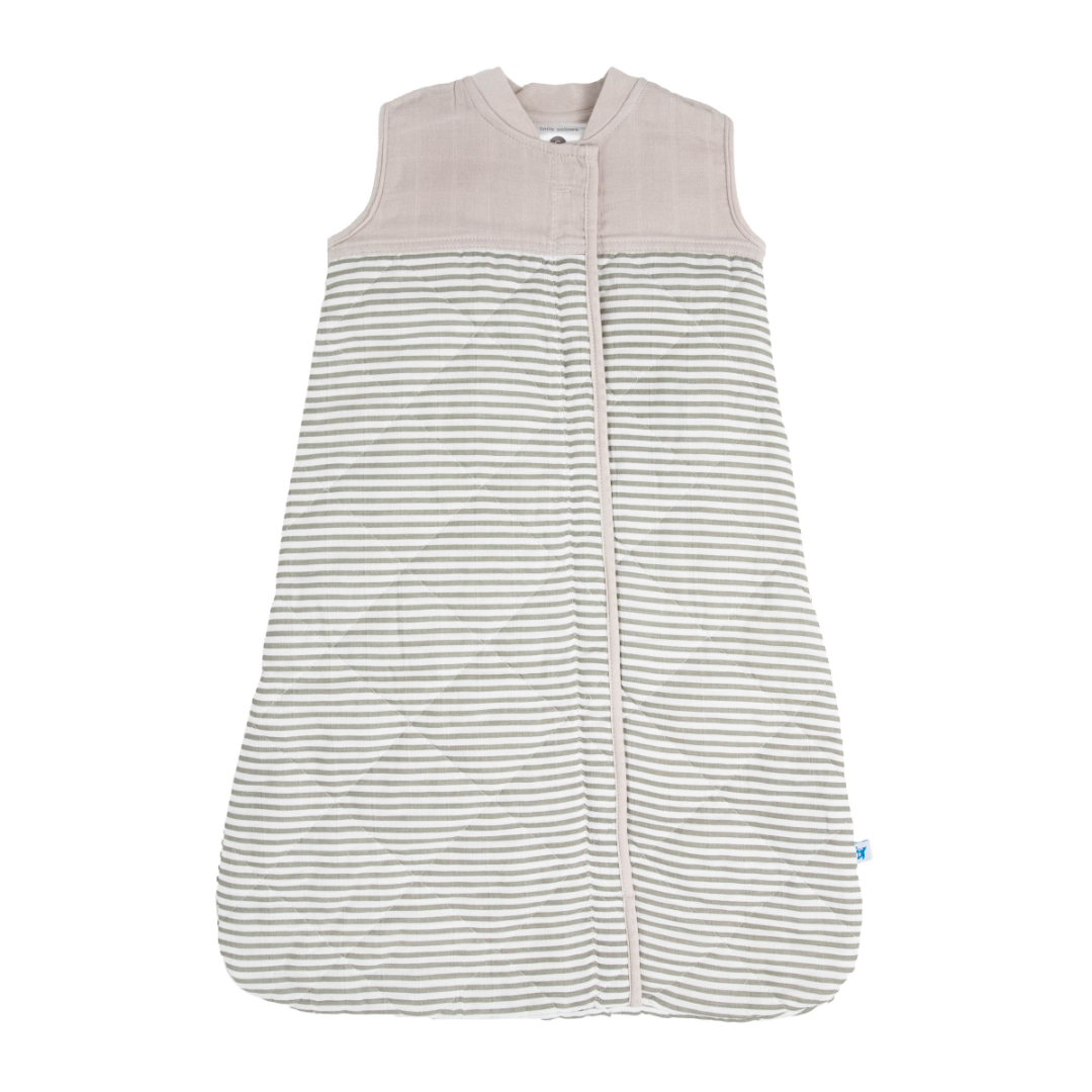 Little Unicorn Cotton Muslin 2.6 TOG Quilted Sleep Bag / Grey Stripe