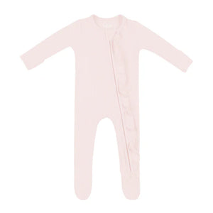 Kyte Baby Ribbed Ruffle Zippered Footie / Blush