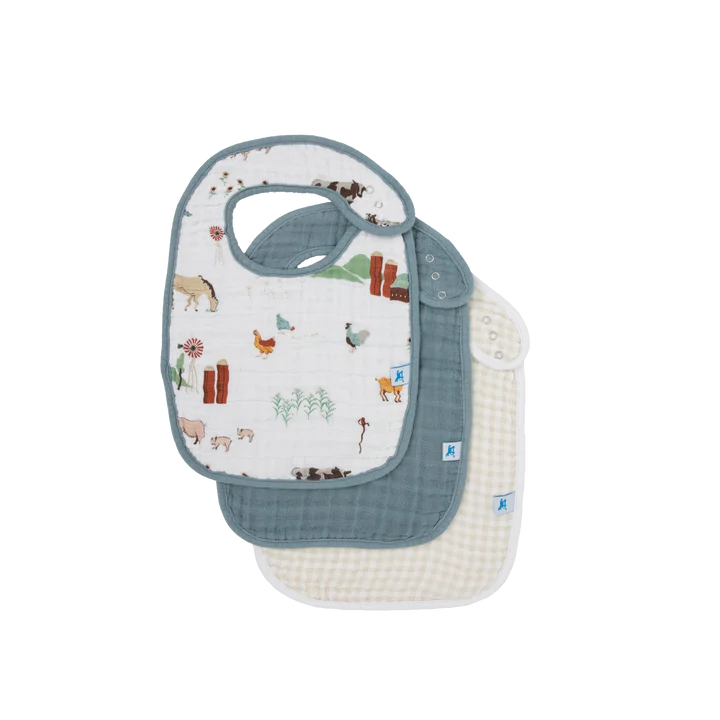 Little Unicorn Cotton Muslin Classic Bib 3 Pack / Farmyard