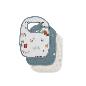 Little Unicorn Cotton Muslin Classic Bib 3 Pack / Farmyard