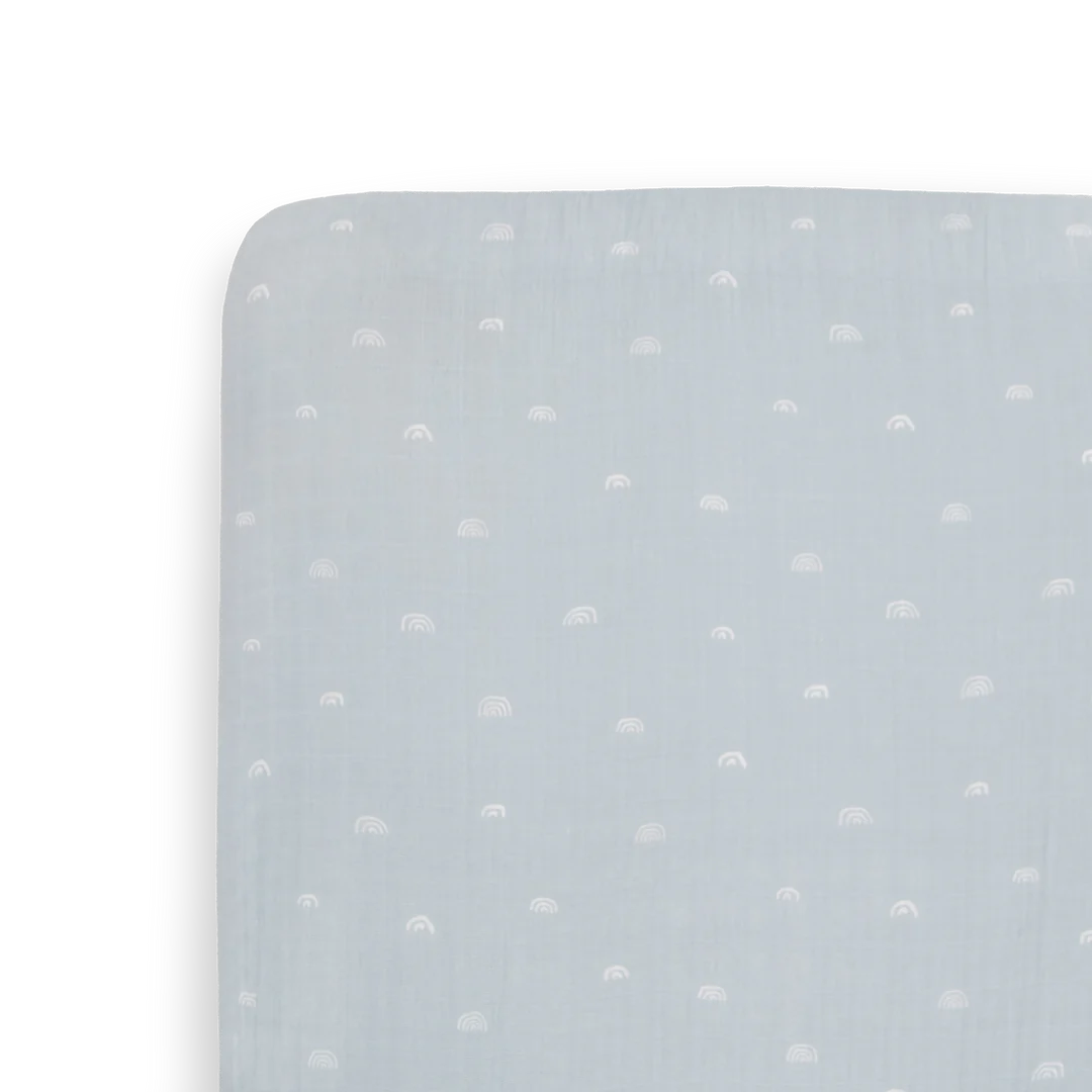 Little Unicorn Cotton Muslin Crib Sheet / Blue Rainbow