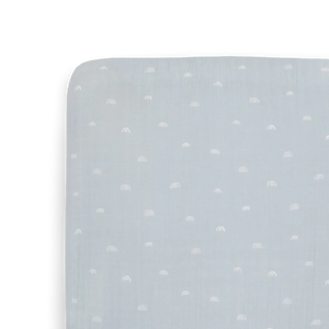 Little Unicorn Cotton Muslin Crib Sheet / Blue Rainbow