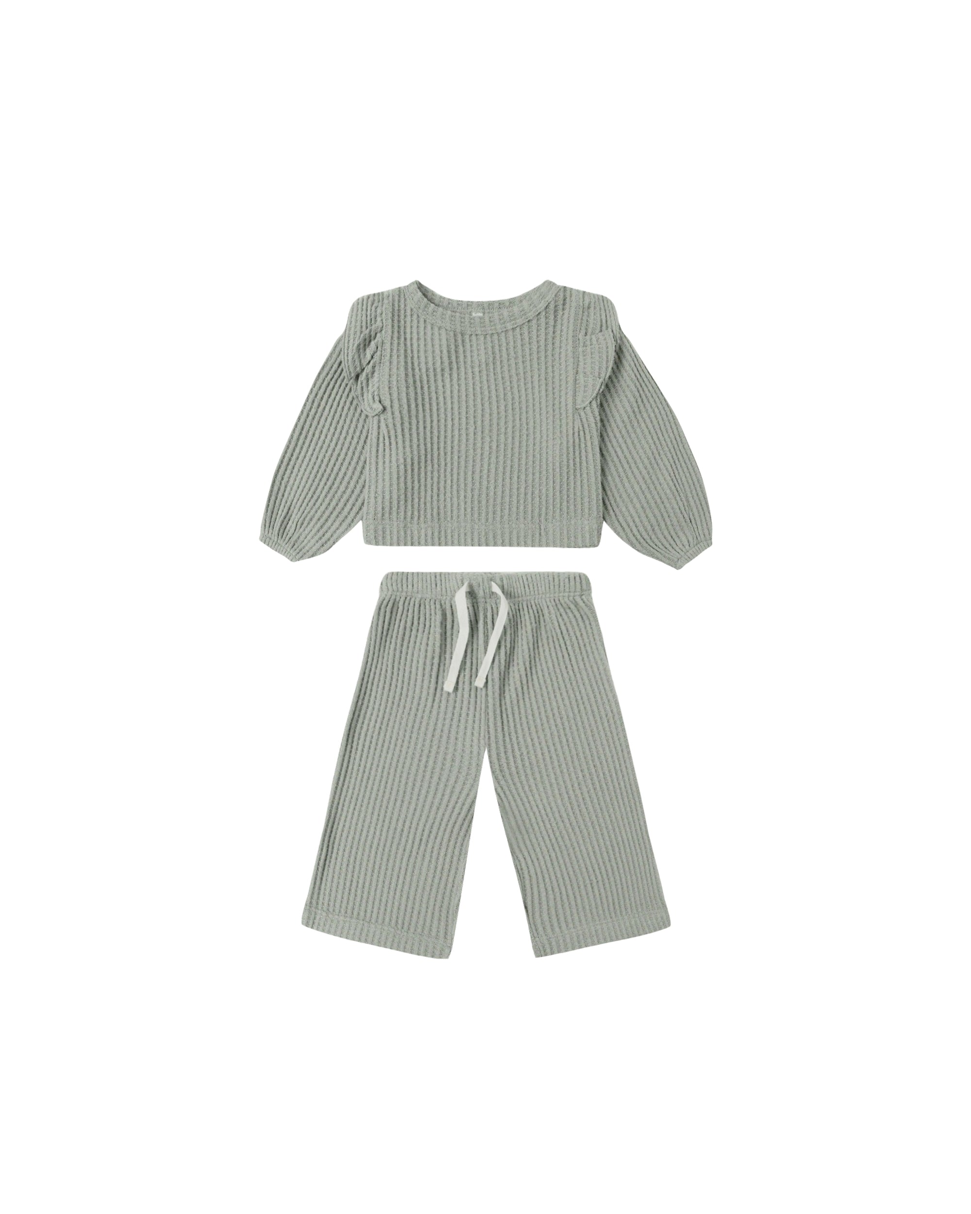 Quincy Mae Ruffle Cozy Set / Fern