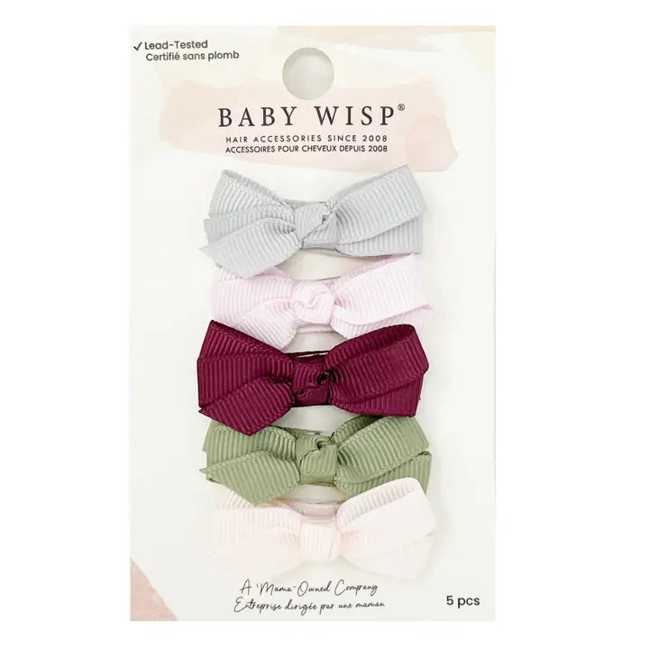 Baby Wisp Chelsea Snap Clip Bow Set / Pink Pine
