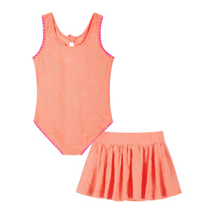 Coral Terry Swimsuit w/ Matching Skirt
