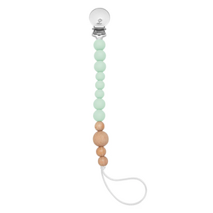 Colour Block Silicone + Wood Bead Pacifier Clip