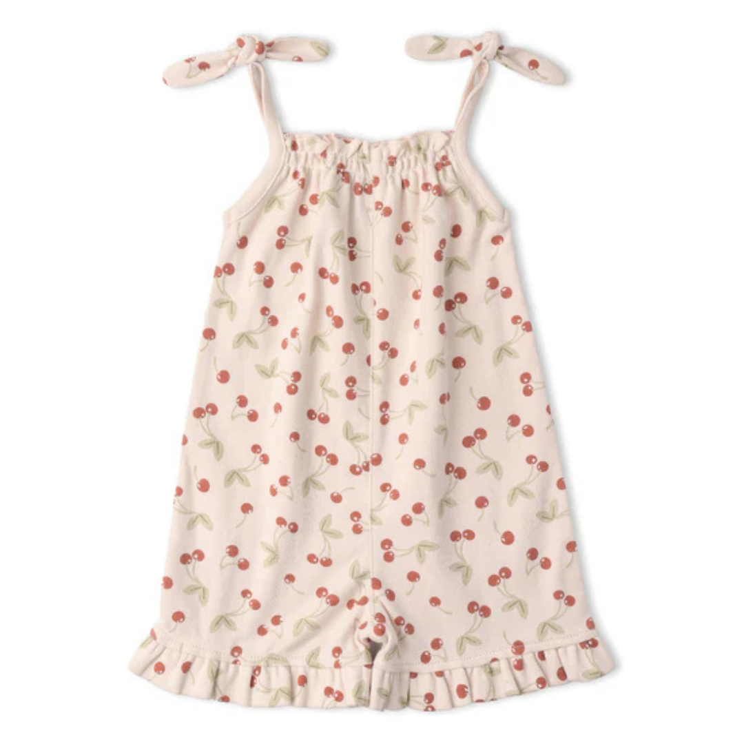 Organic Ruffle Jumpsuit / Cherry