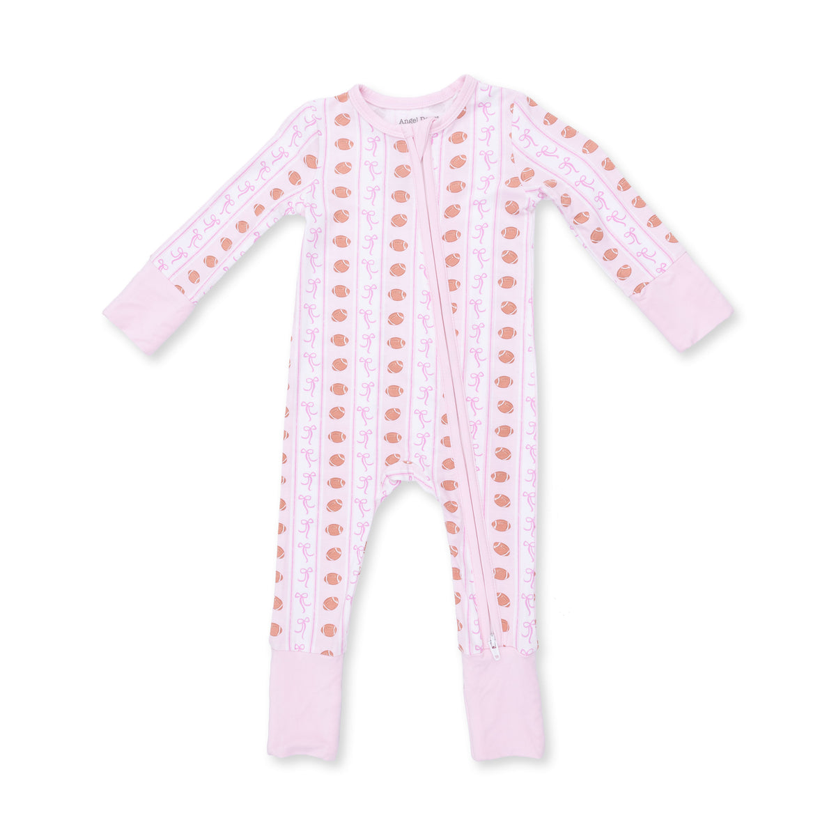 Football Bow Stripe 2 Way Zipper Convertible Romper