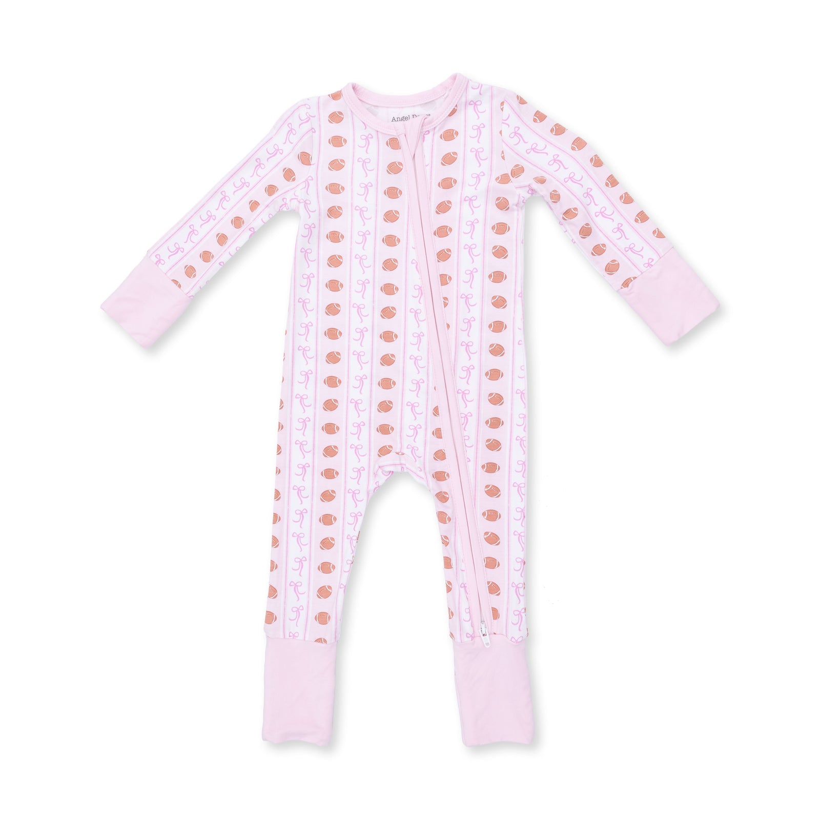 Football Bow Stripe 2 Way Zipper Convertible Romper