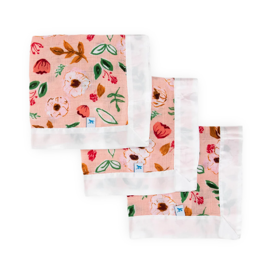 Little Unicorn Cotton Muslin Security Blanket 3 Pack / Vintage Floral