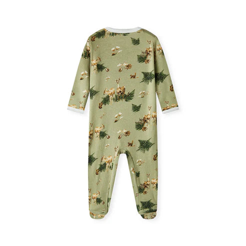 Milkbarn Organic Cotton Zipper Footed Romper / Forest Party