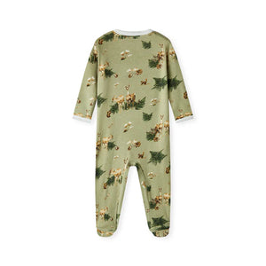 Milkbarn Organic Cotton Zipper Footed Romper / Forest Party