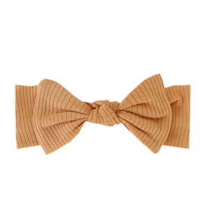 Copper Pearl Rib Knit Headband Bow