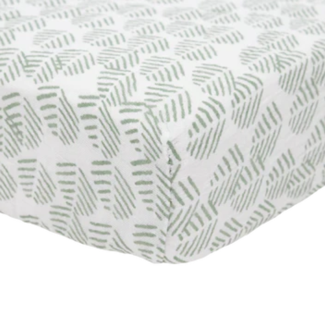 Little Unicorn Cotton Muslin Crib Sheet / Leaf Motif