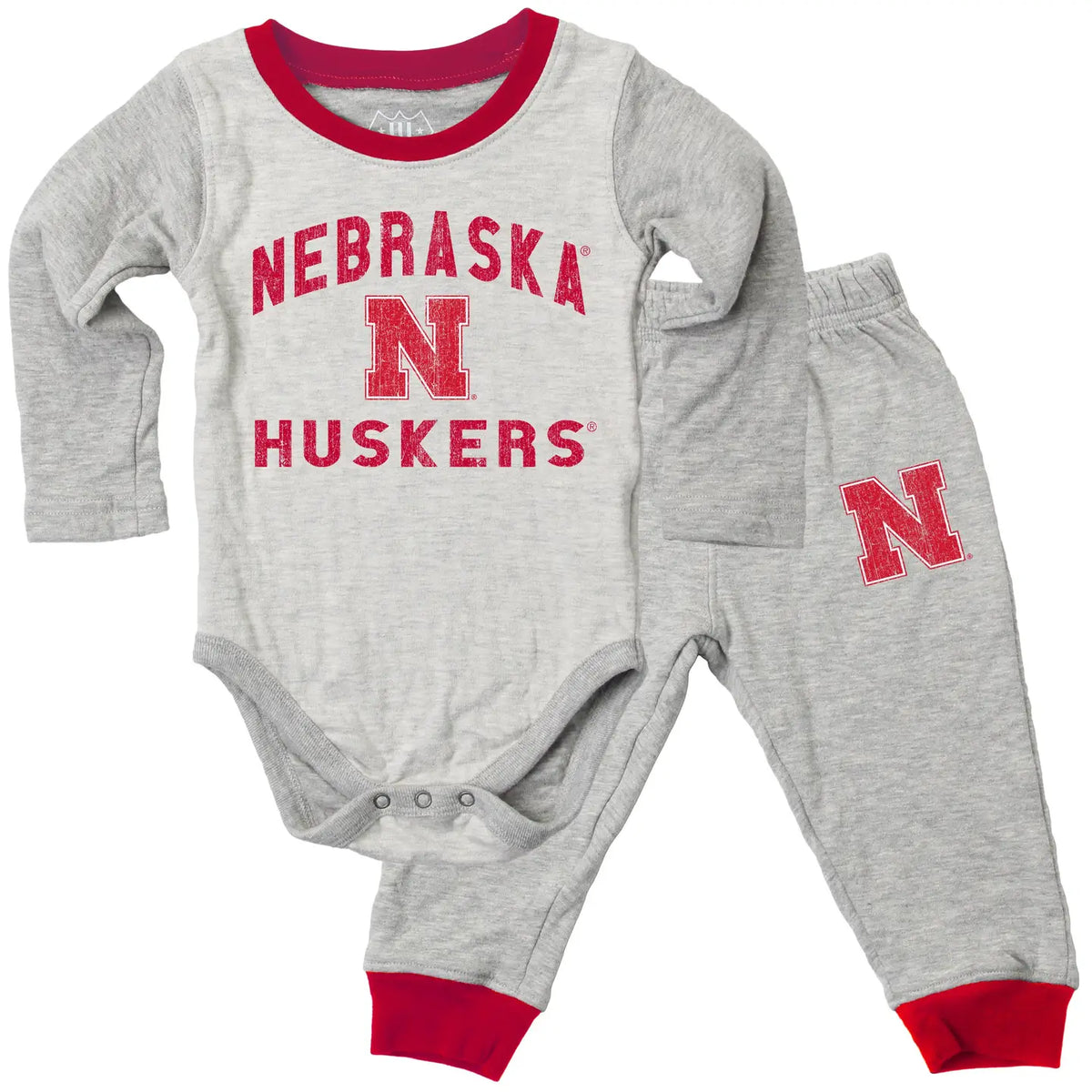 Nebraska Huskers Grey Onesie and Pant Set