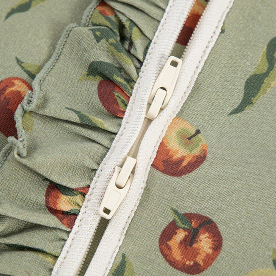Milkbarn Organic Ruffle Zipper Footed Romper / Apple Orchard