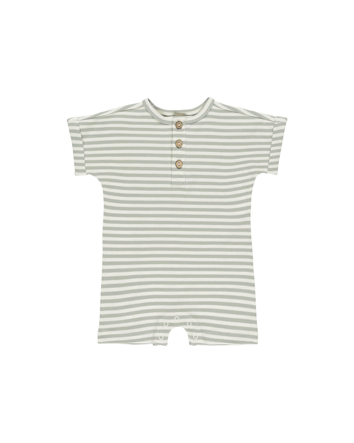 Quincy Mae Short Sleeve Sage Striped Romper