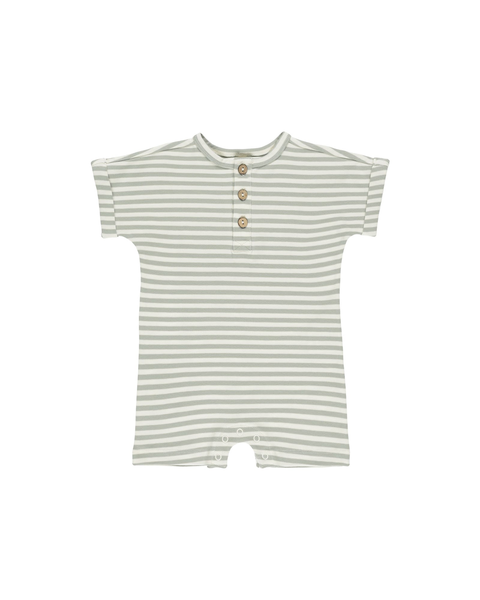 Quincy Mae Short Sleeve Sage Striped Romper