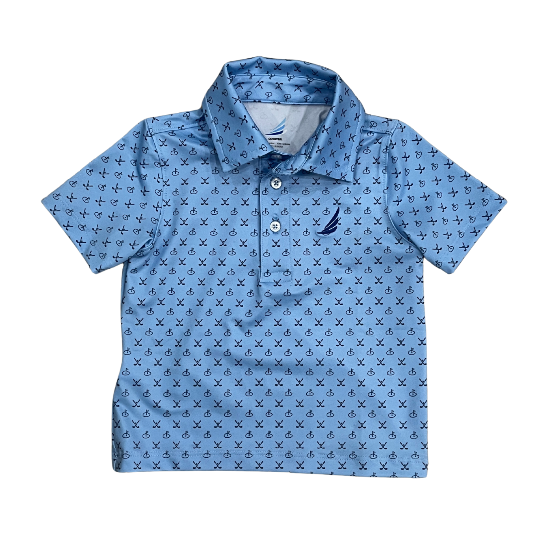 Coolybri Miles Performance Polo / Blue Golf Print