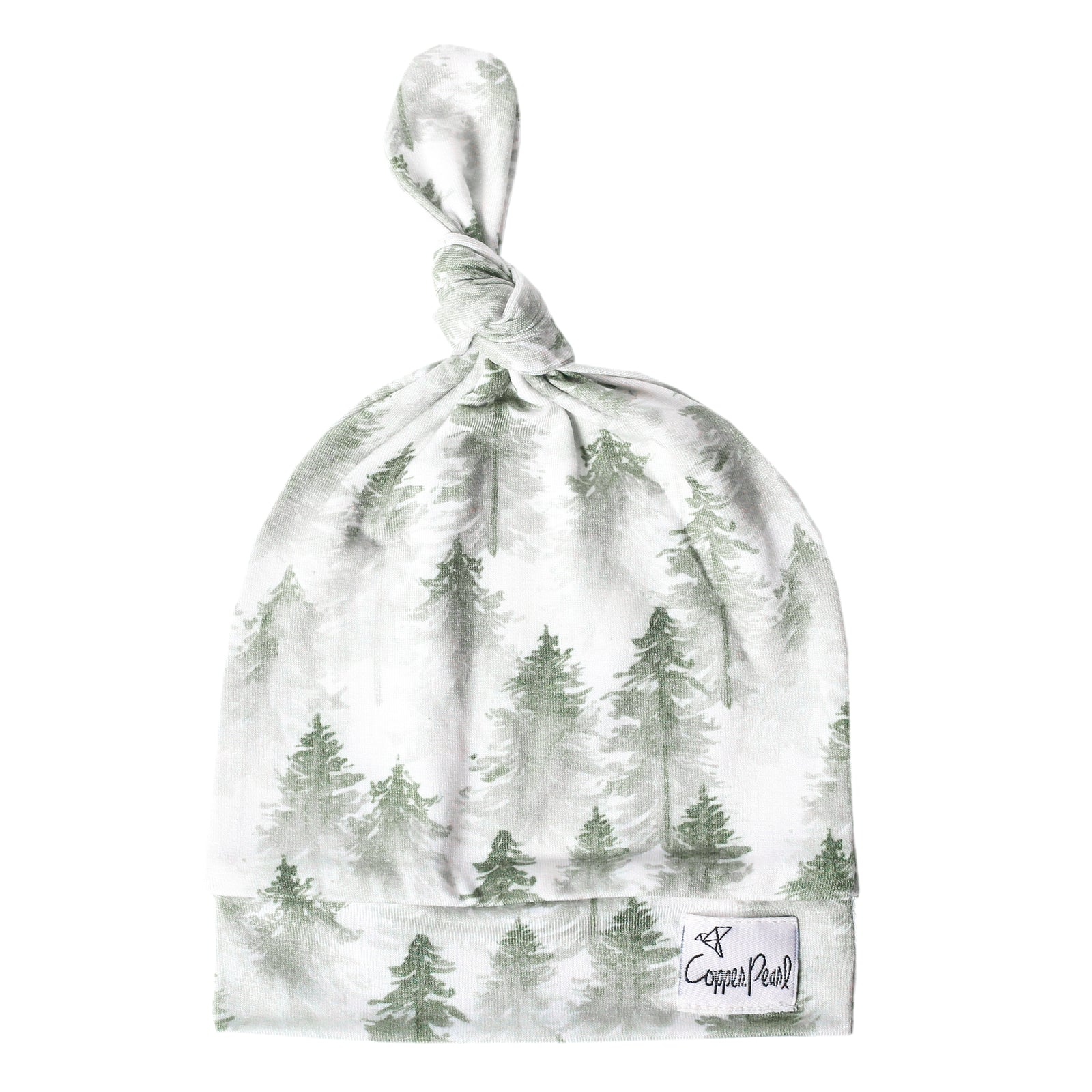 Copper Pearl Top Knot Hat / Evergreen