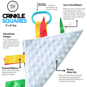 State Crinkle Square Tag Sensory Toy / Nebraska