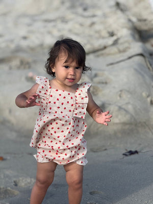 Vignette Ellie Tank & Bloomer Set / Oatmeal Strawberries