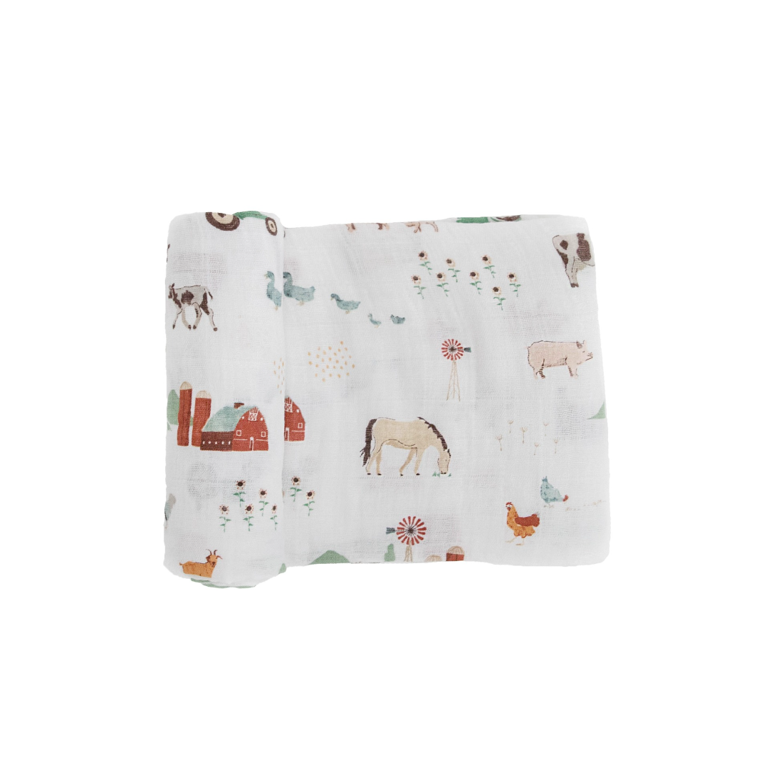 Little Unicorn Cotton Muslin Swaddle / Farmyard