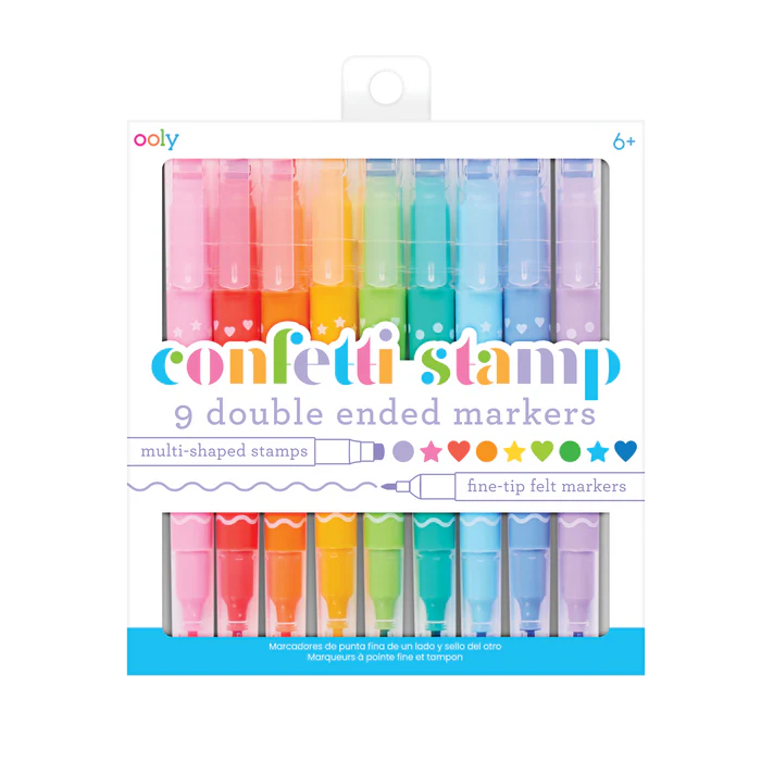 Confetti Stamp Double-Ended Markers (Set of 9)