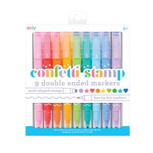 Confetti Stamp Double-Ended Markers (Set of 9)