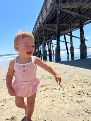 Vignette Karter Onesie + Remi Bloomer Set / Pink Stripes