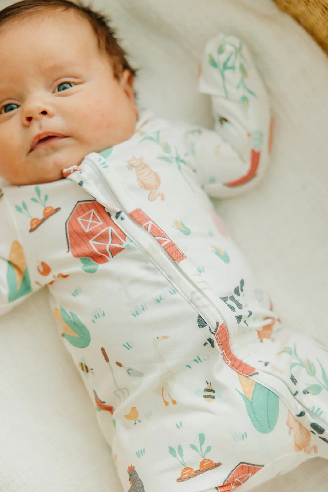 Copper Pearl Zip-Up Footie / Farmstead