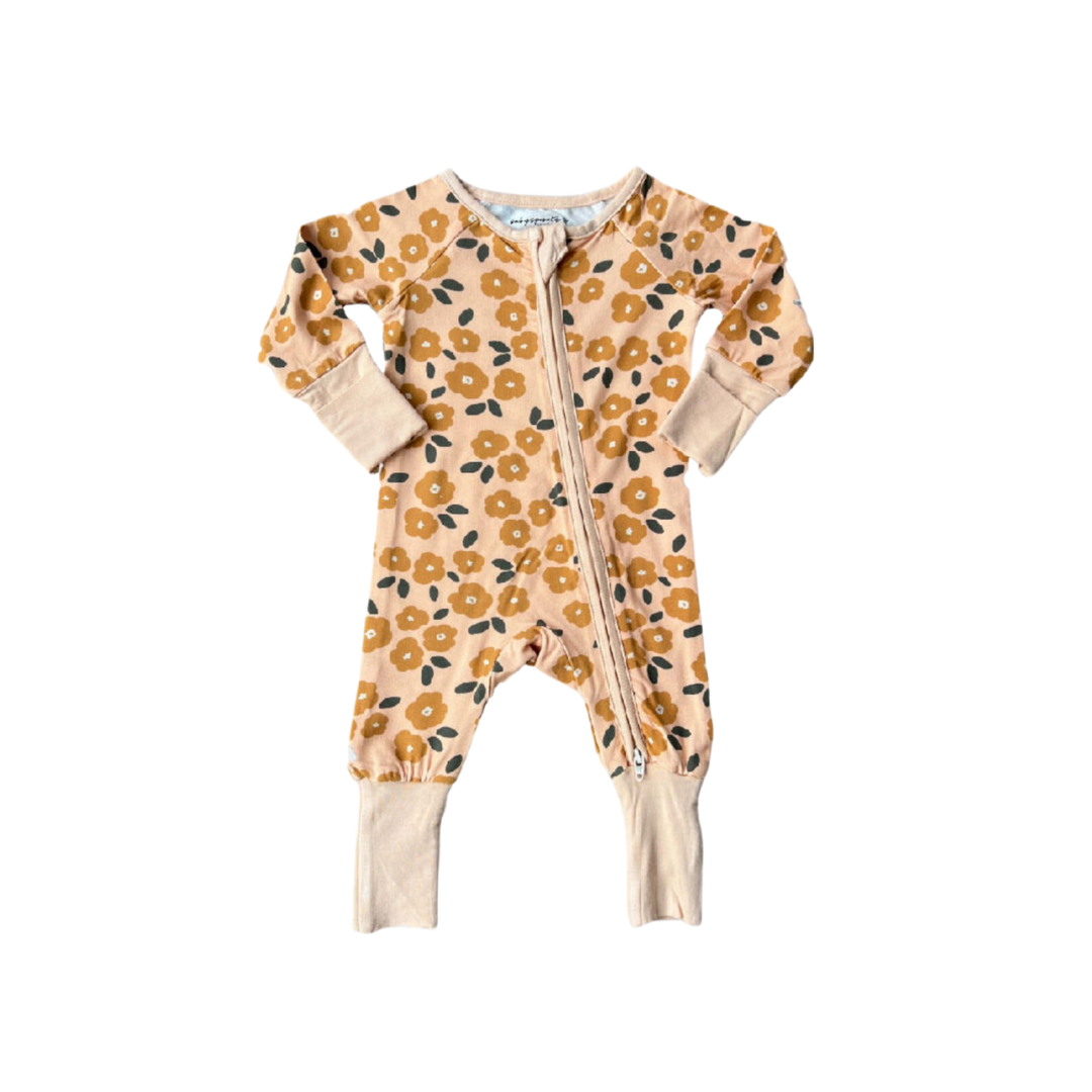 Babysprouts Footless Romper / Gold Floral