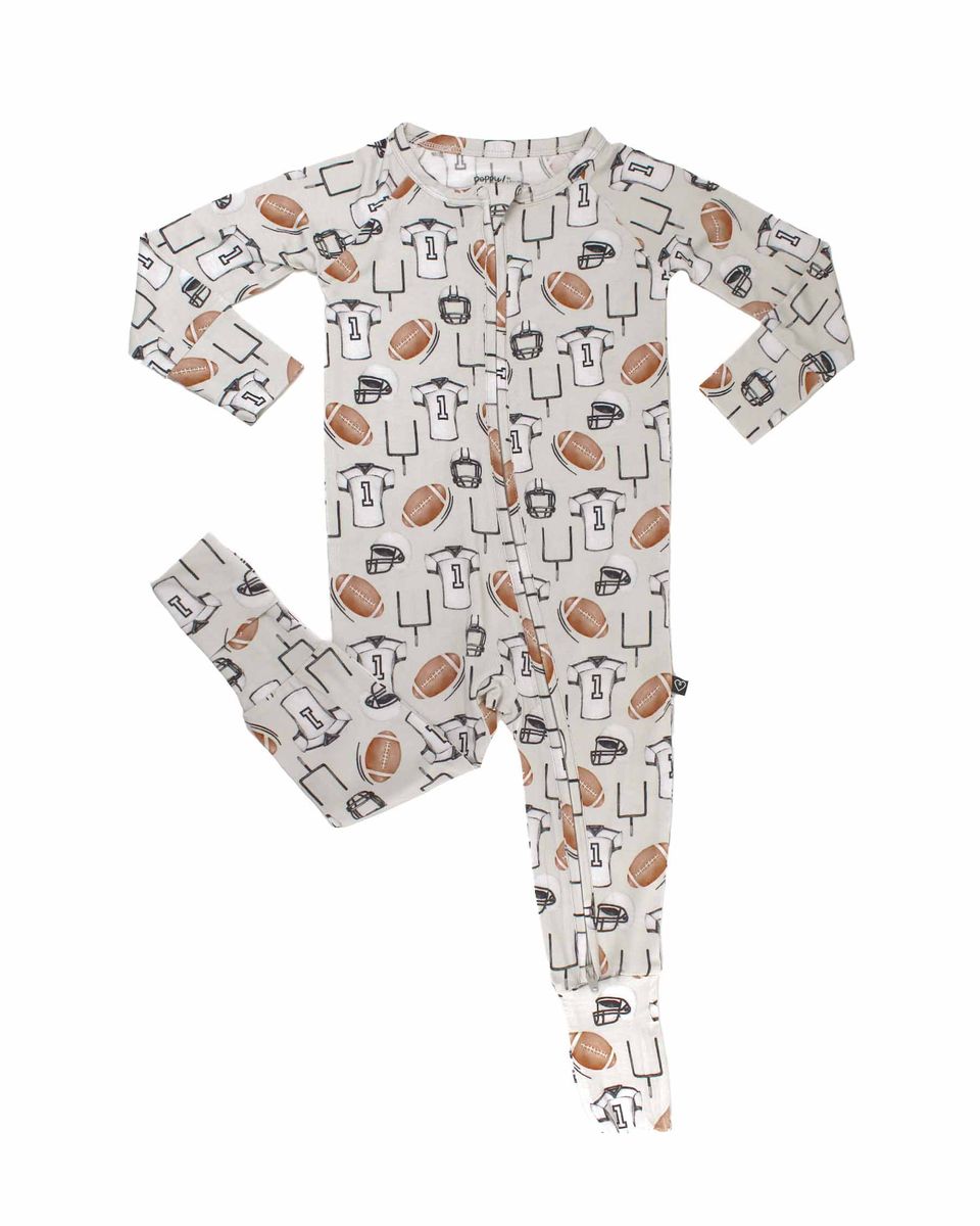 Lev Baby Poppy Convertible Romper / Football (Brady)