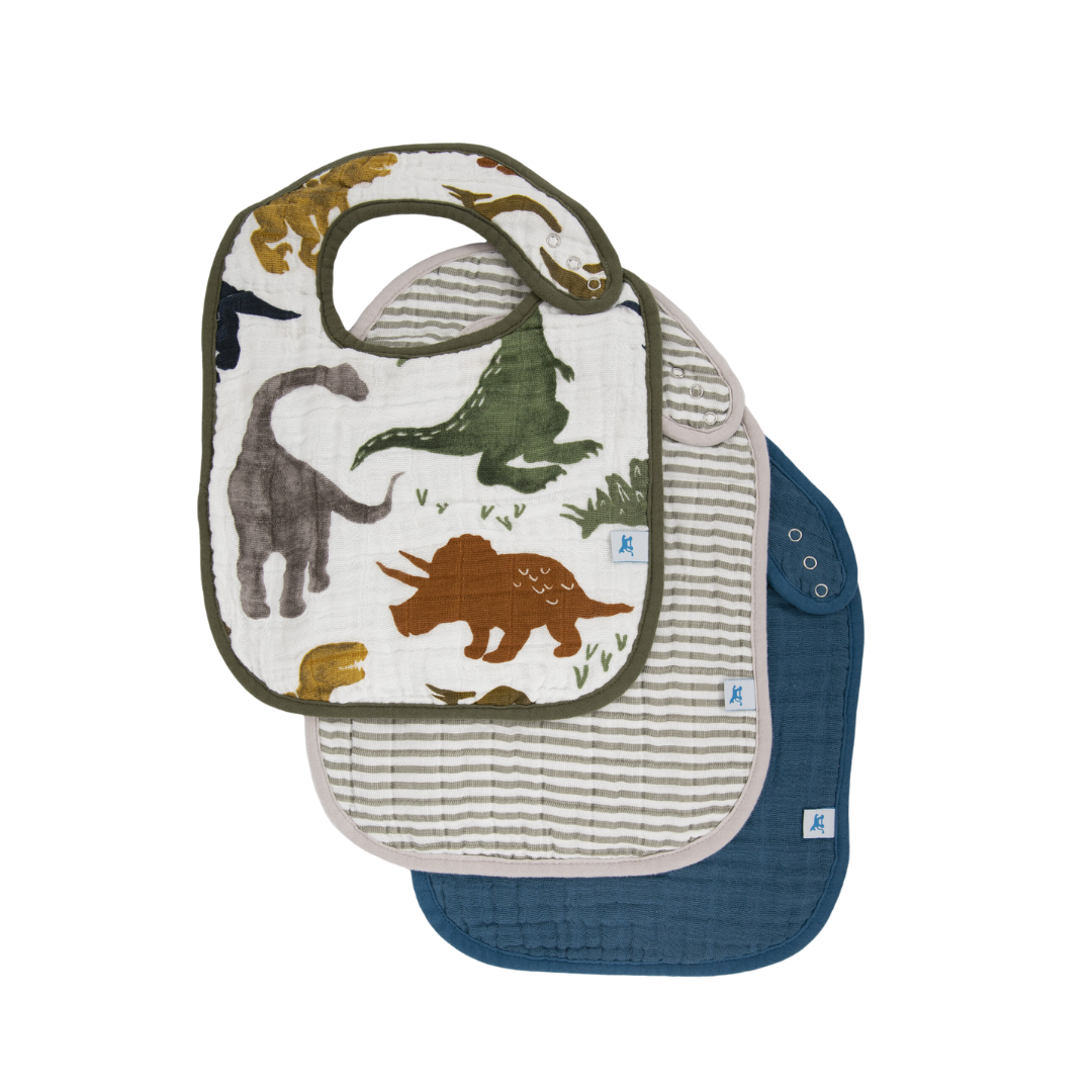 Little Unicorn Cotton Muslin Classic Bib 3 Pack / Dino Friends
