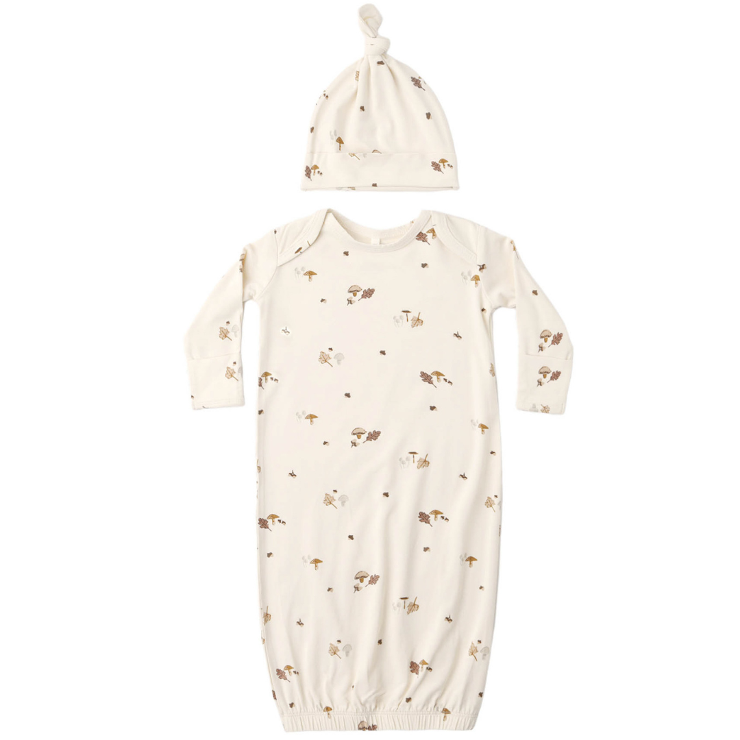 Quincy Mae Bamboo Baby Gown & Hat Set / Woodland