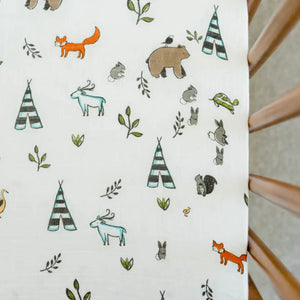 Little Unicorn Cotton Muslin Crib Sheet / Forest Friends