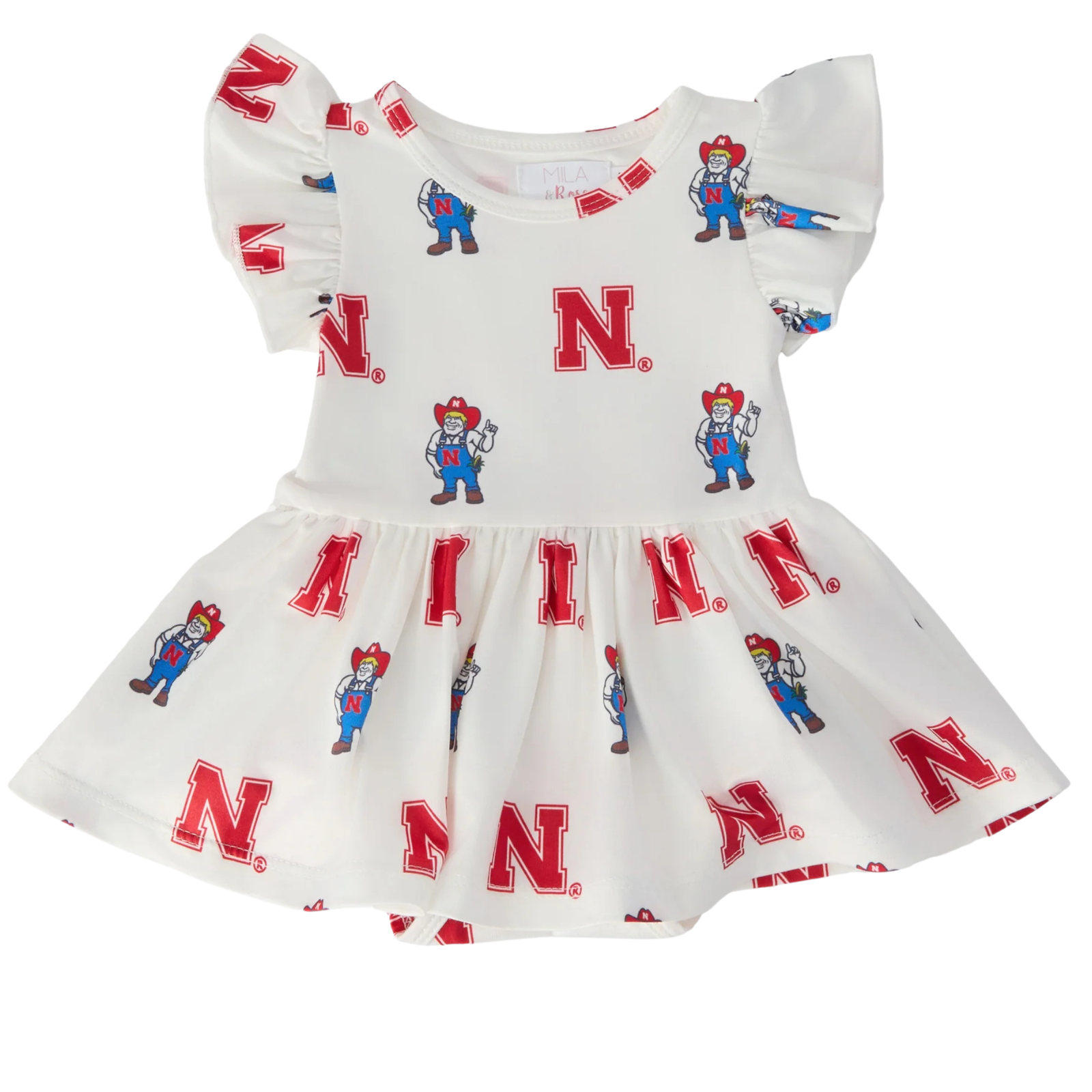 Nebraska White Herbie Husker Flutter Twirl Bodysuit