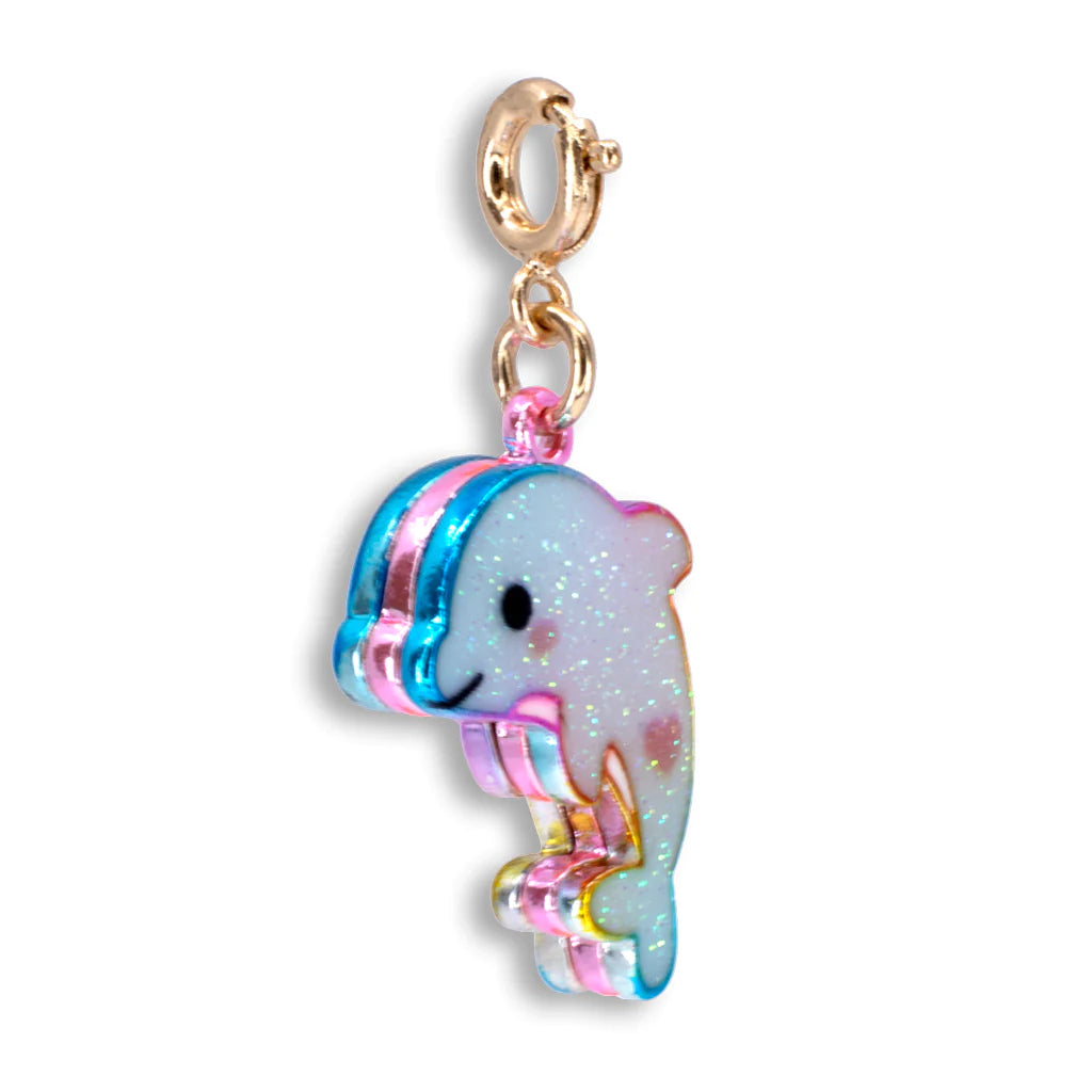 Charm It! Gold Glitter Tie-Dye Dolphin Charm