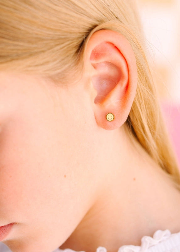 Pierced Tiny Yellow Smiley Earrings