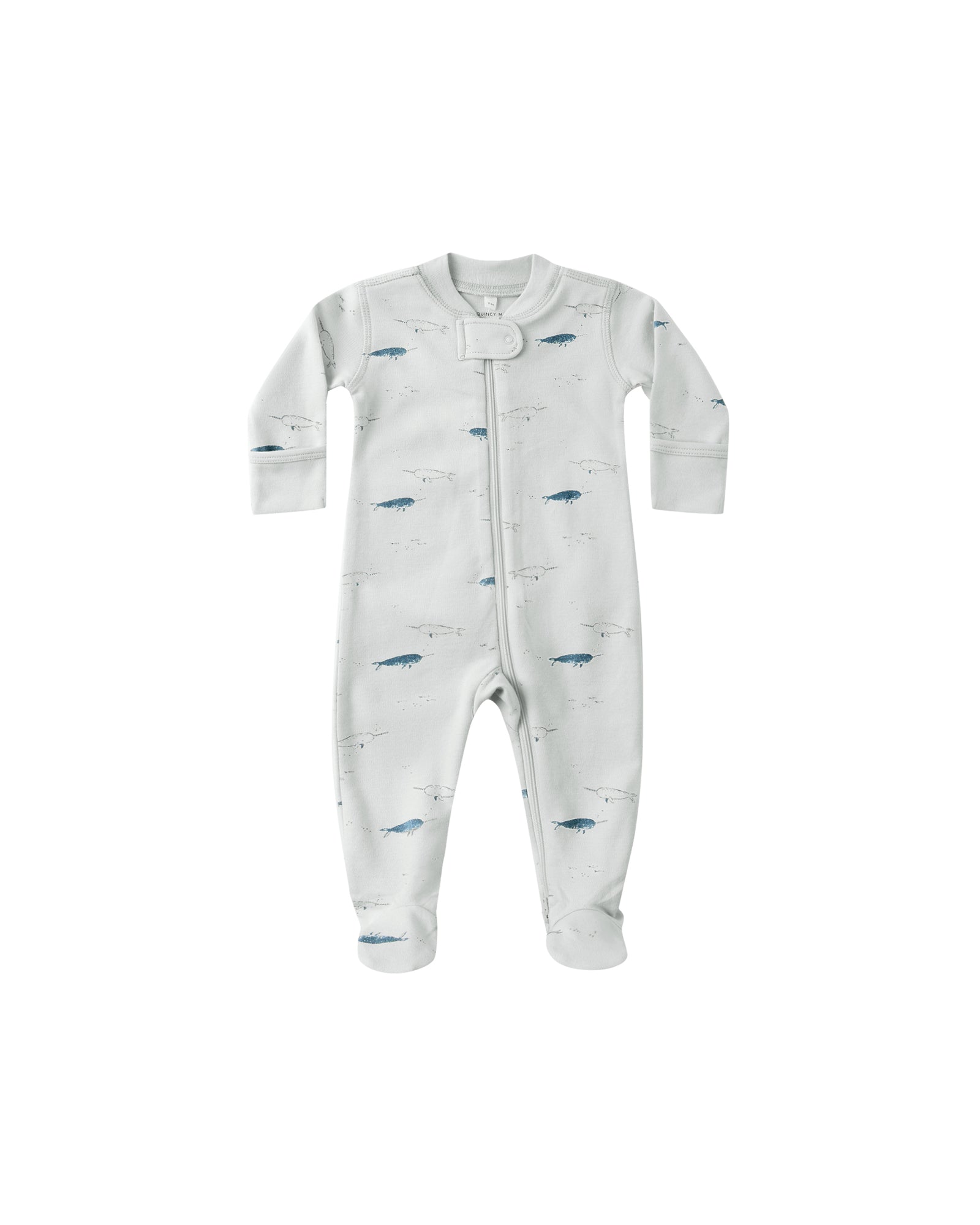 Quincy Mae Bamboo Zip Footie / Narwhals