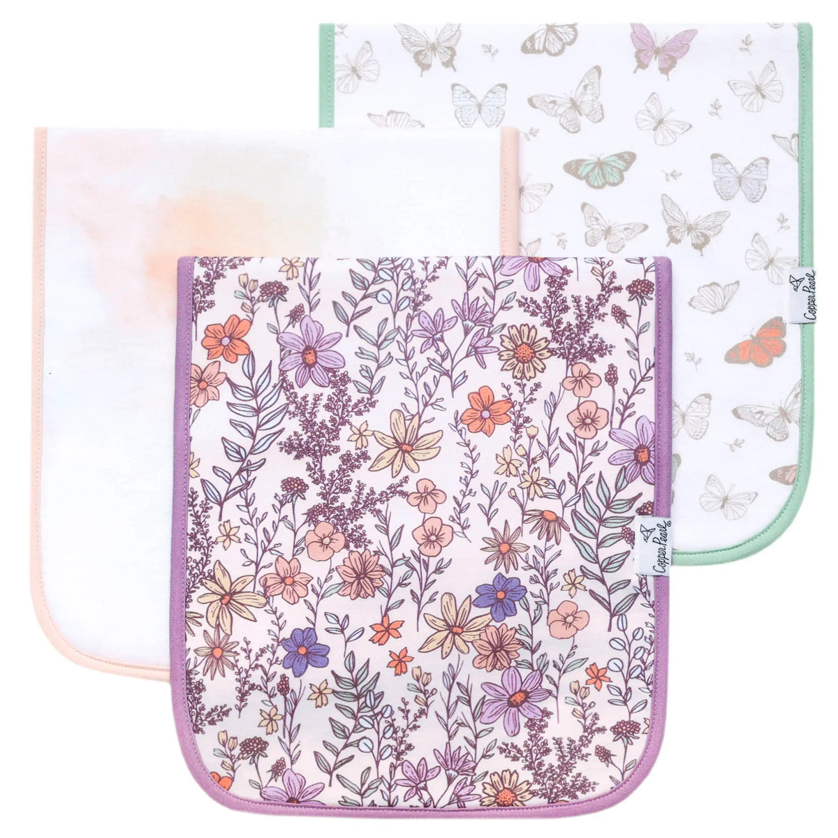 Copper Pearl Premium Burp Cloth Set / Flora