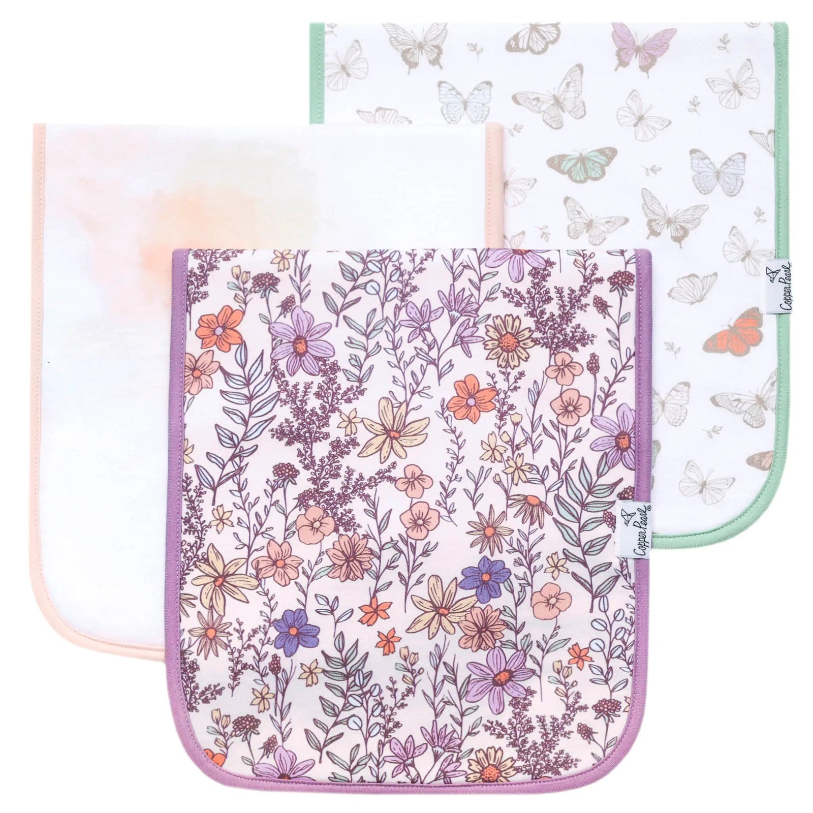 Copper Pearl Premium Burp Cloth Set / Flora