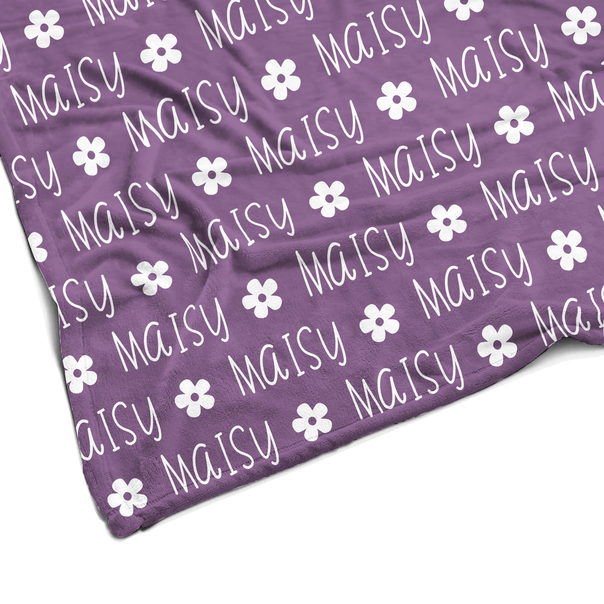 Plush Minky Fleece Personalized Blanket | Flower Icon Repeating Name