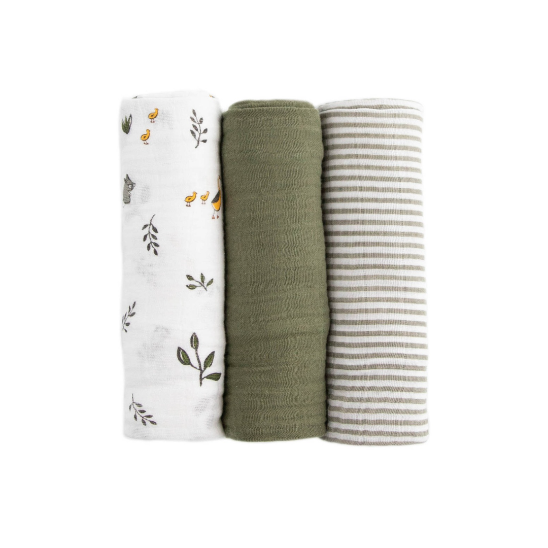 Little Unicorn Cotton Muslin Swaddle Set / Forest Friends