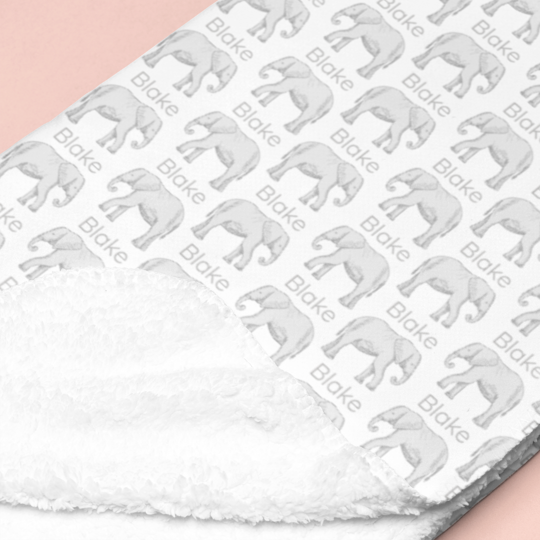 Sherpa-Lined Personalized Blanket | Elephants