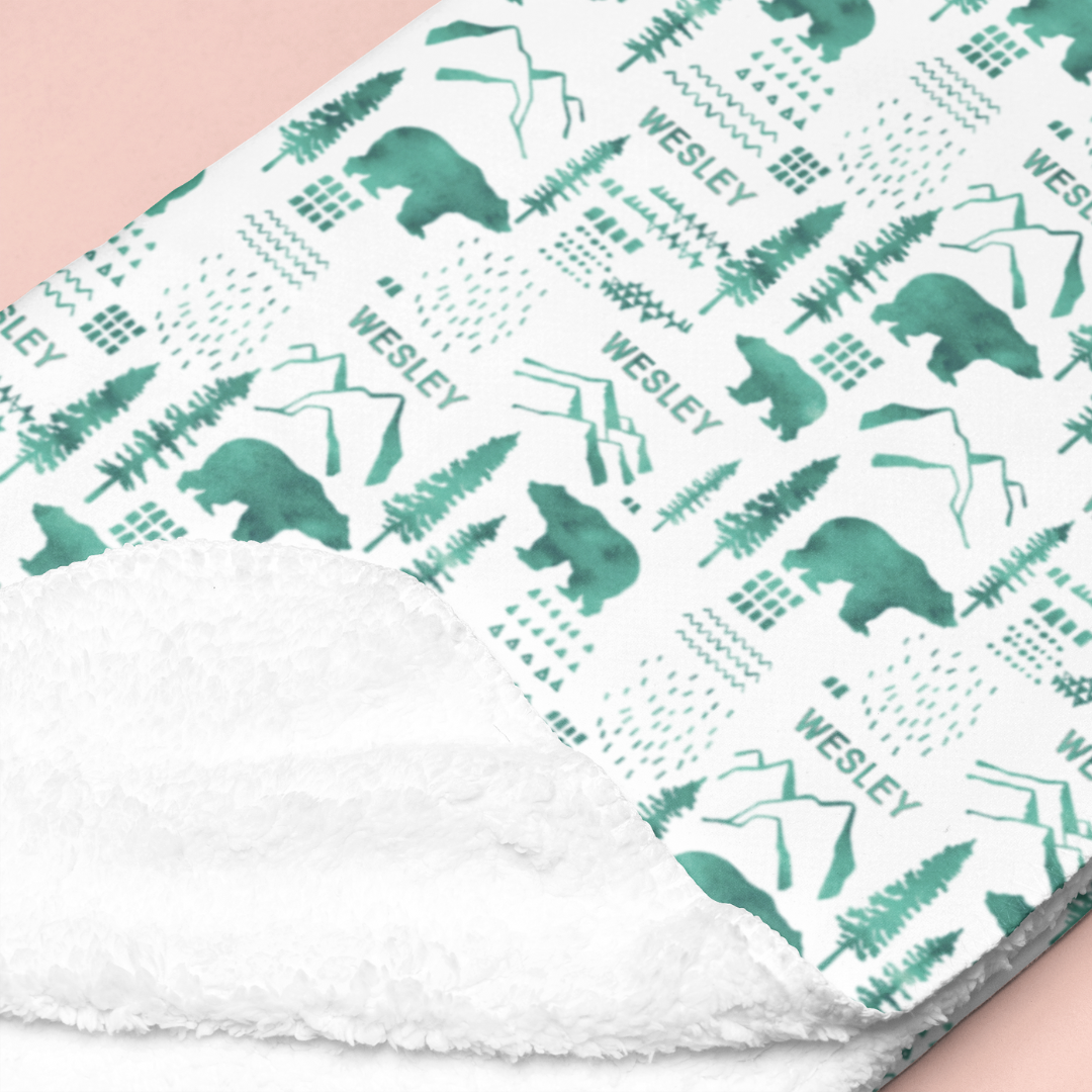 Sherpa-Lined Personalized Blanket | Woodland