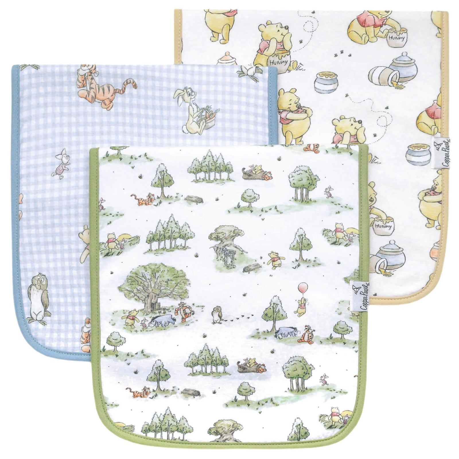 Copper Pearl Premium Burp Cloth Set / Hundred Acre Wood