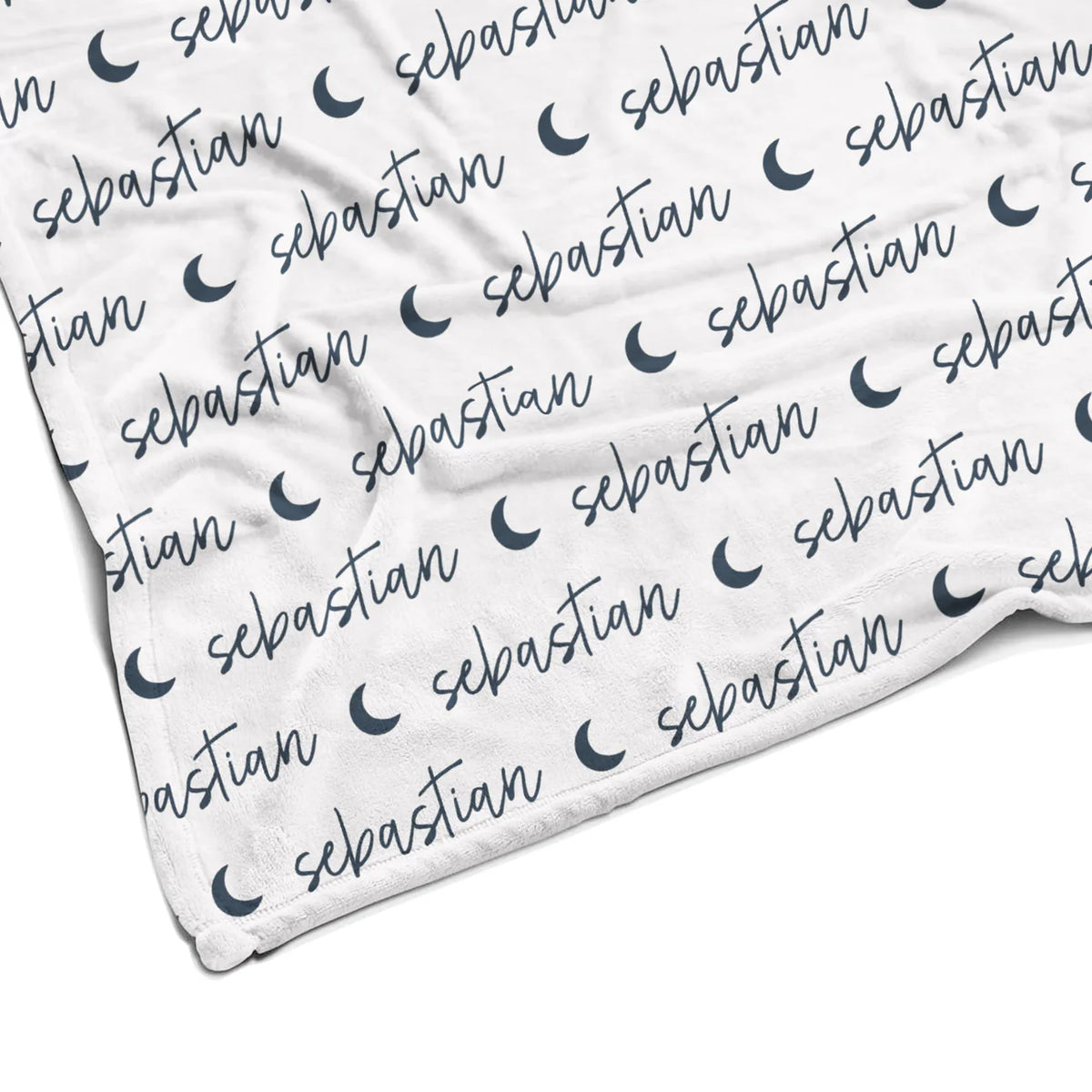 Plush Minky Fleece Personalized Blanket | Moon Icon Repeating Name