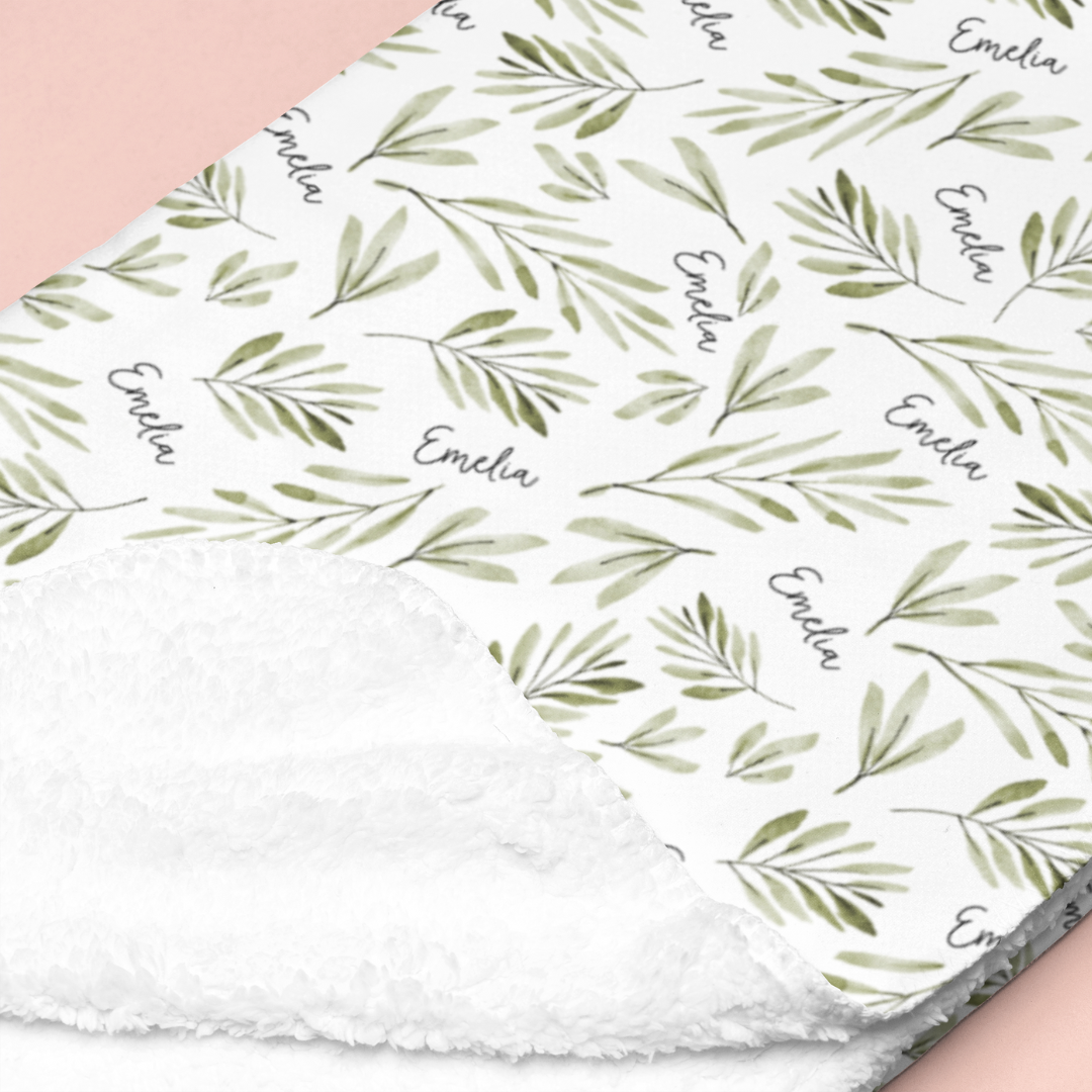 Sherpa-Lined Personalized Blanket | Olive Branch