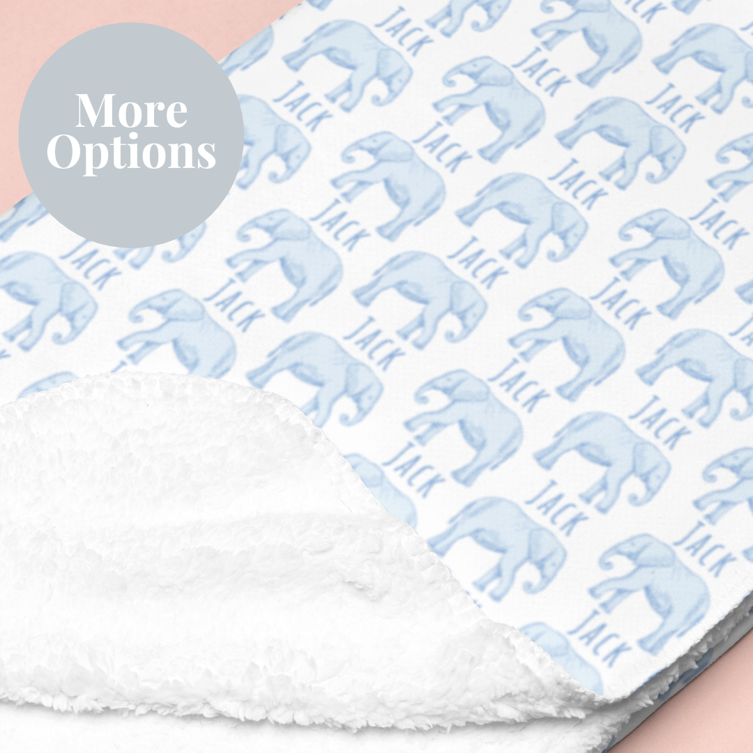 Sherpa-Lined Personalized Blanket | Elephants